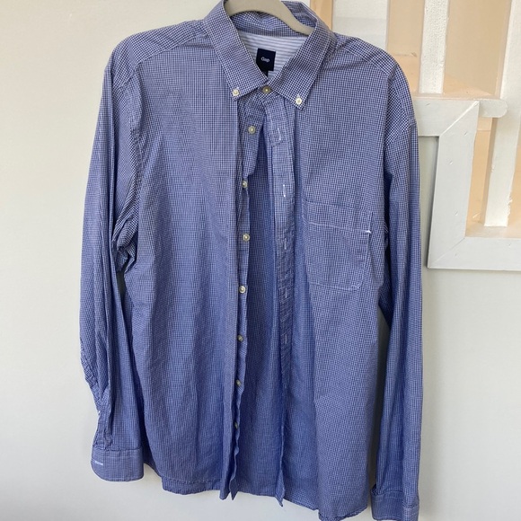 Gap XL all cotton fine Men's Blue Check Shirt - Picture 1 of 1